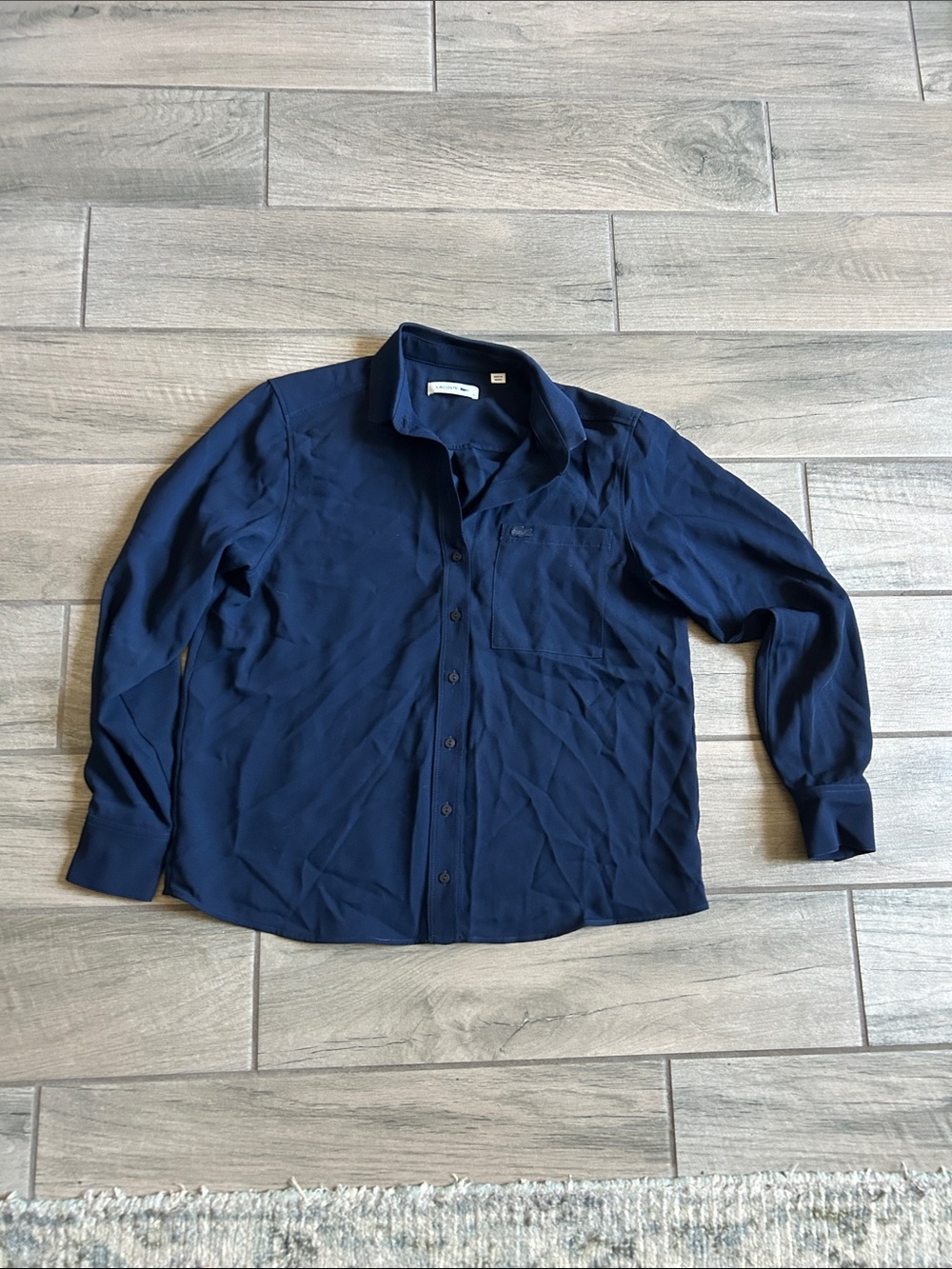 Lacoste Women's Navy Button-Down Shirt